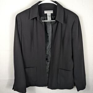Sag Harbor Stretch Petite 10P Black Blazer Women Open Front Career Jacket